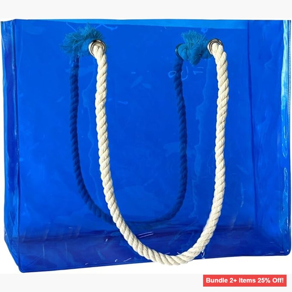 Clear PVC Tote Bag Large Stadium Approved Beach Purse Gym Work
